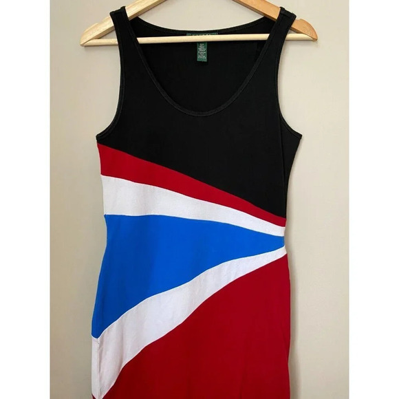 Lauren Ralph Lauren Size Small Sleeveless Bodycon Colorblock Stretch Midi Dress - Picture 5 of 16